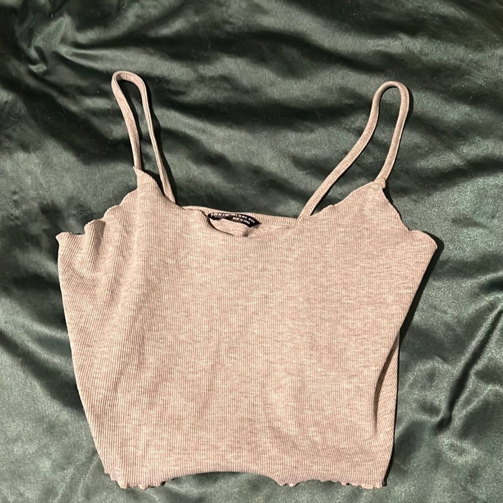 SHEIN gray lettuce trim tank top